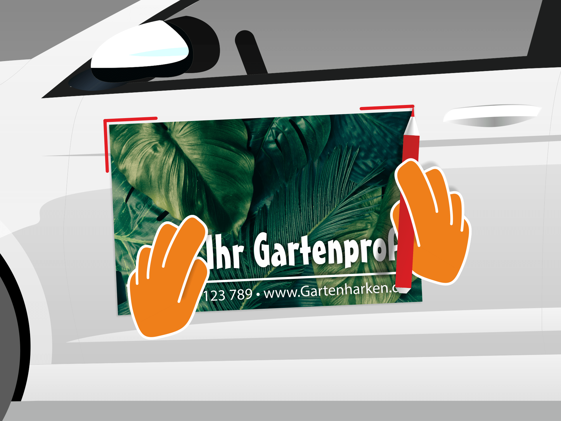 Anschließend die Position des Aufklebers mit einem wasserlöslichen Stift markieren. Anschließend die Position des Aufklebers mit einem wasserlöslichen Stift markieren.