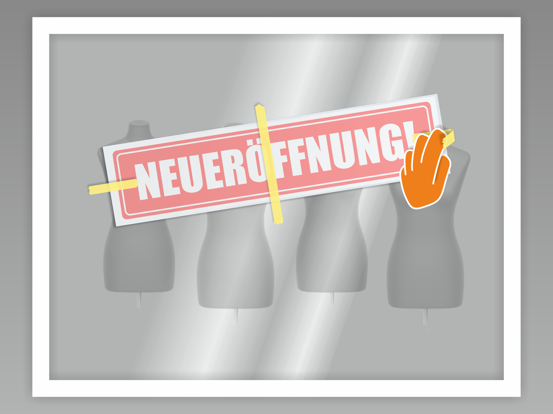 Nun den Aufkleber seitlich mit Kreppstreifen fixieren. Zusätzlich einen langen Kreppstreifen senkrecht in der Mitte anbringen. Nun den Aufkleber seitlich mit Kreppstreifen fixieren. Zusätzlich einen langen Kreppstreifen senkrecht in der Mitte anbringen.