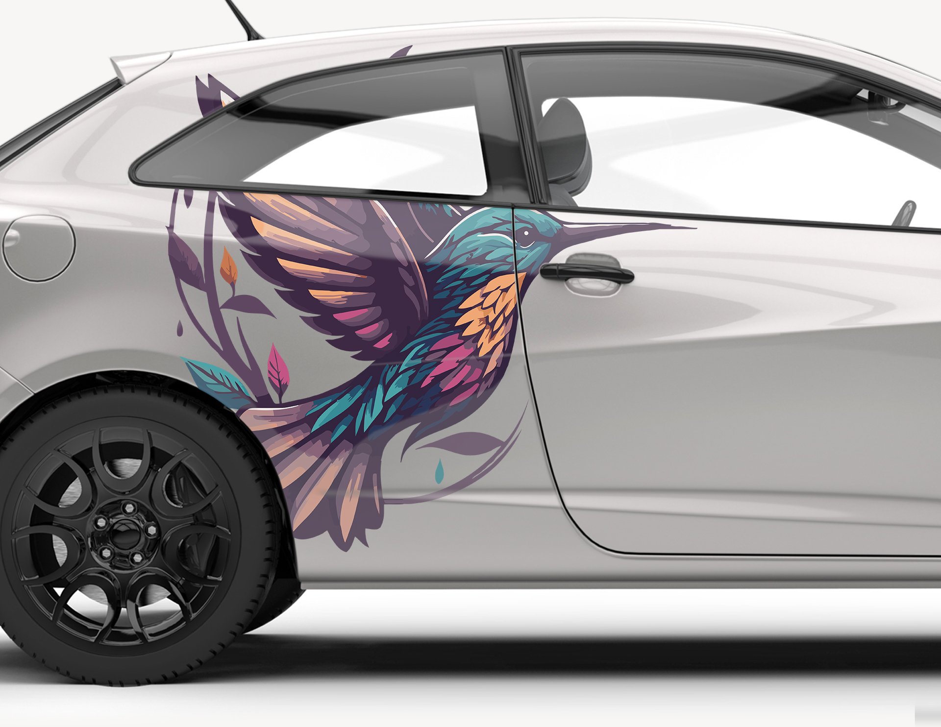 Autoaufkleber Kolibri Blütenschwarm