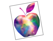 Lieferansicht Wandtattoo Apfel mit Regenbogen-Galaxie