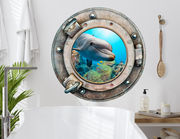 3D Wandtattoo Delfin im Bullauge