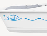 Bootsaufkleber Blaufisch mit Welle-Set