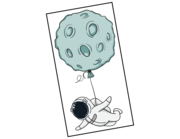 Wandtattoo Astronaut Arthur‘s Mondballon Lieferansicht