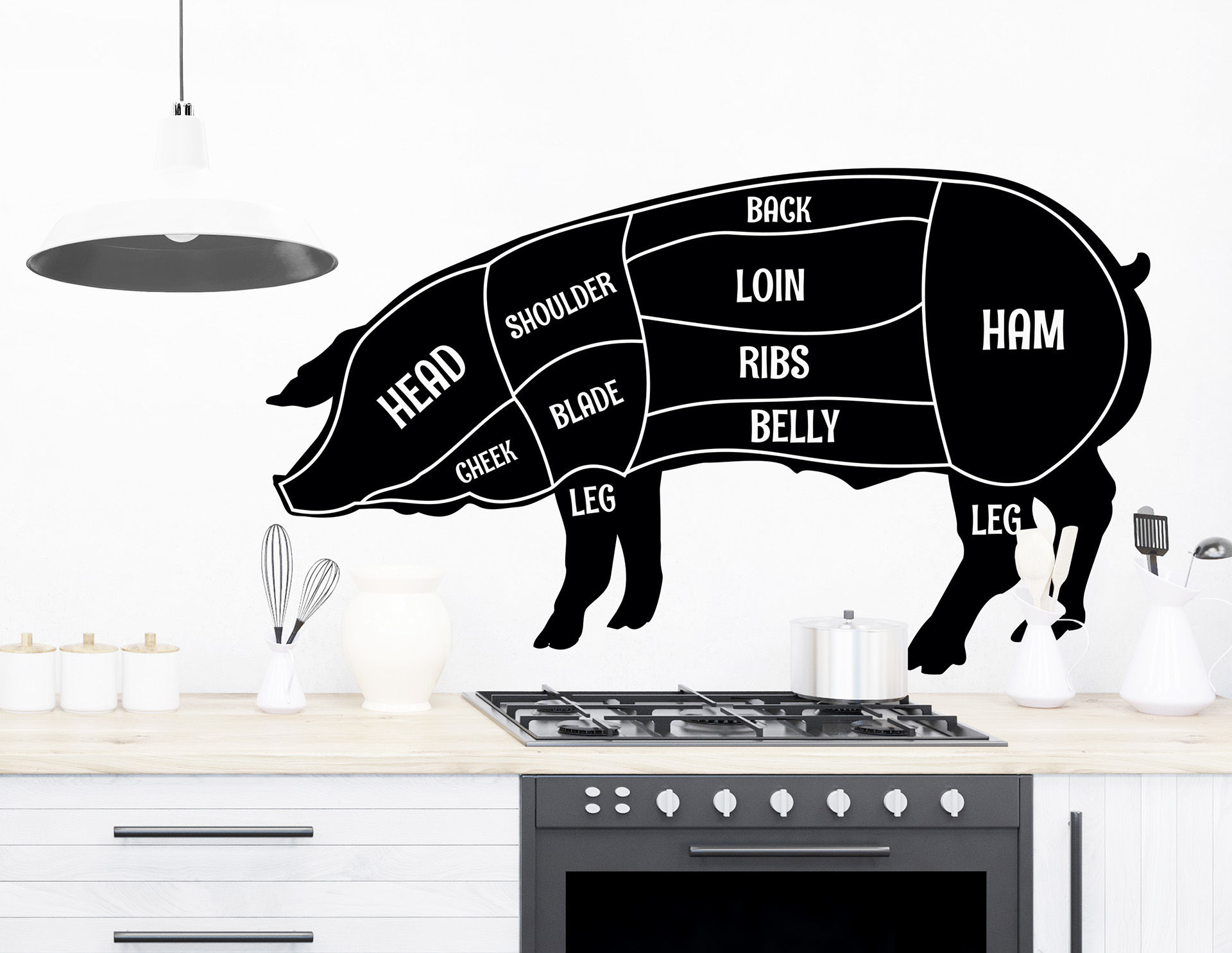 Wandtattoo „Pork Chart“ überzeugt alle Fleischliebhaber