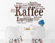 Wandtattoo „Wortwolke Kaffee“ für Kaffeeliebhaber