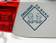 Autoaufkleber "Happy Boy Twins" mit zwei Zwillings-Jungen