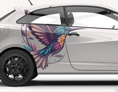 Autoaufkleber Kolibri Blütenschwarm