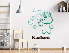 Wandtattoo Bubble Dogge Karlson + Wunschnamen