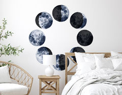 Wandtattoo Watercolor Moon Phases