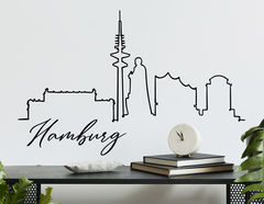 Wandtattoo Line-Art Skyline Hamburg