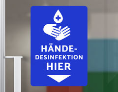Wandtattoo Hände-Desinfektion hier