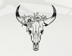 Autoaufkleber Floral Boho Bull Skull 
