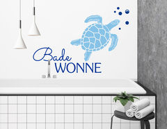 Wandtattoo „Badewonne“ mit Schildkröte & kleinen Luftblasen