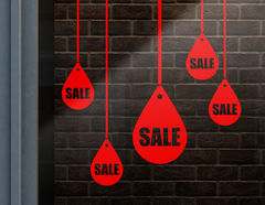 Aufkleber „Sale Drops“ für Sale und Sonderaktionen