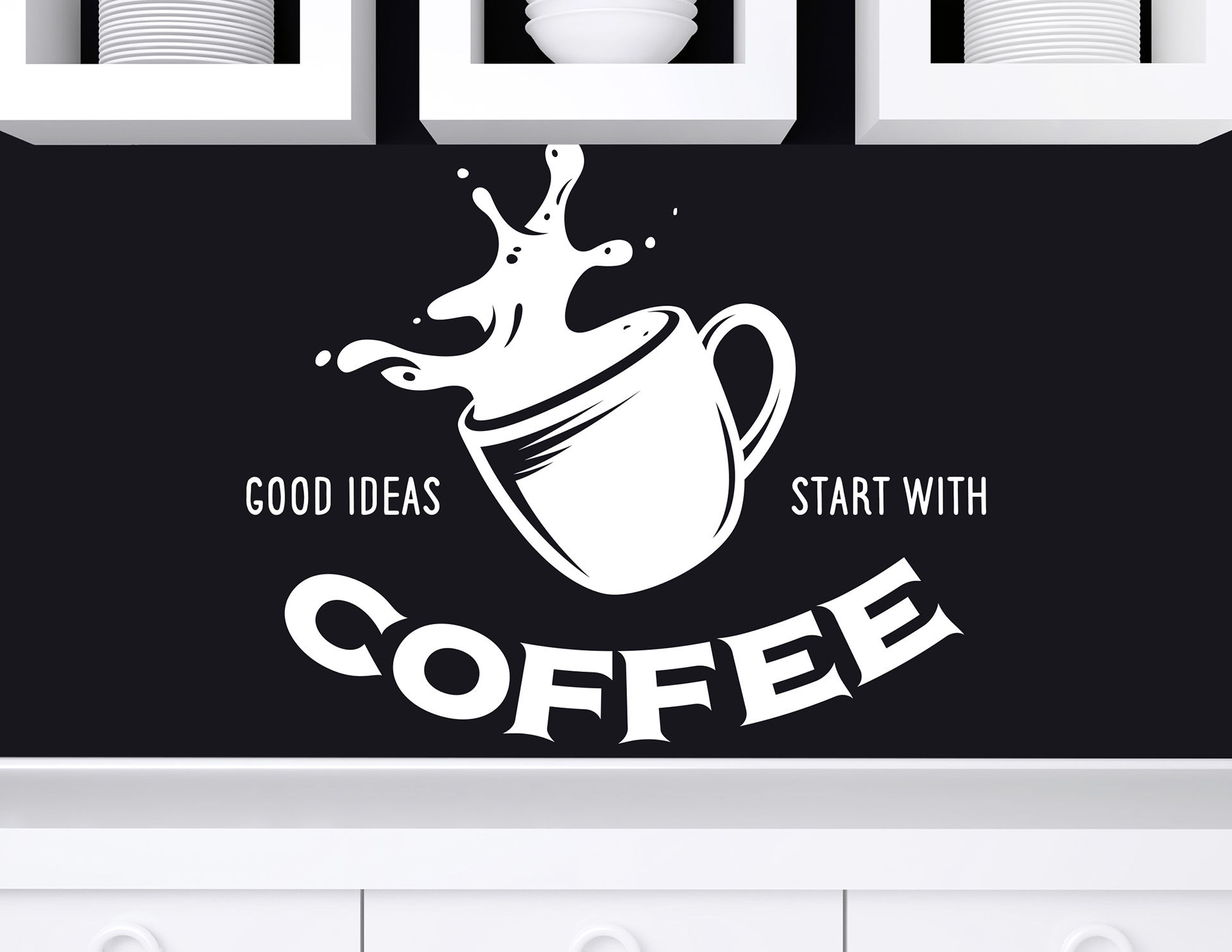 Wandtattoo „Start with Coffee“ schafft Ideen