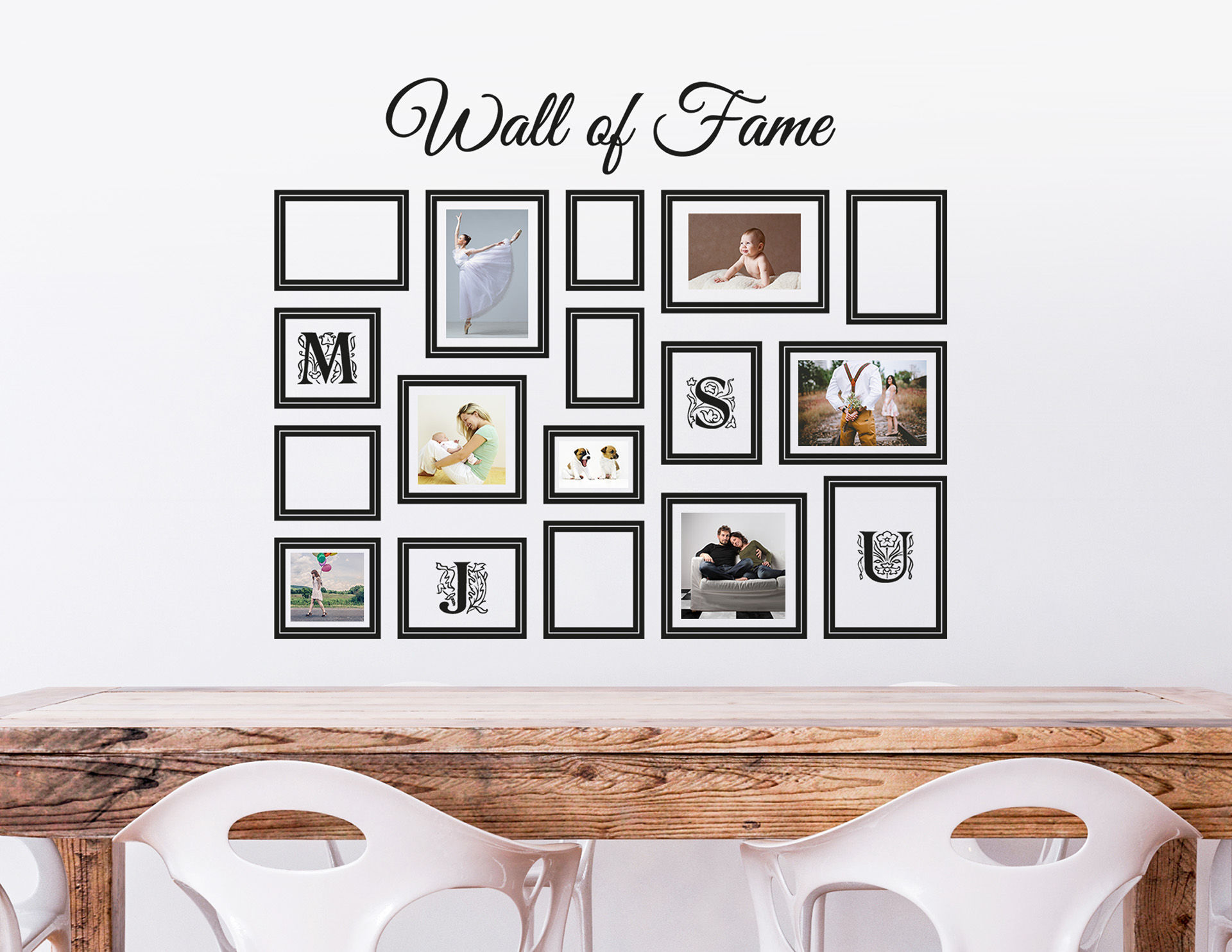 Wandtattoo Wall of Fame - mit 17 Bilderrahmen für Fotos