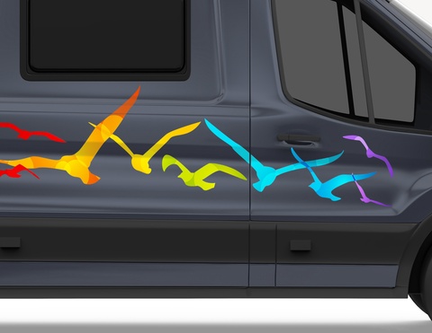 Autoaufkleber Regenbogen Möwen