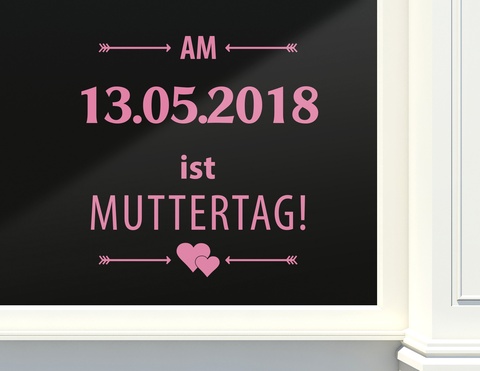 Schaufenster-Aufkleber: Muttertag mit Wunschdatum
