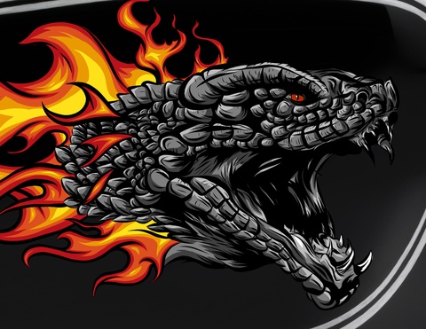 Motorradaufkleber Godzilla on Fire