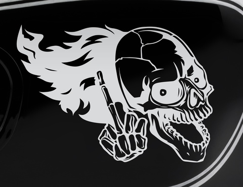 Motorradaufkleber Flying Skull on Fire