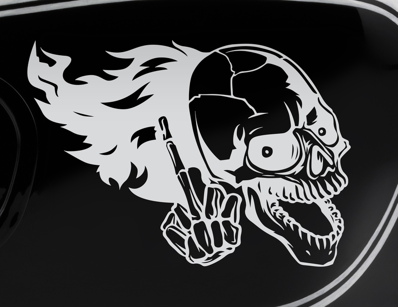 Motorradaufkleber Flying Skull on Fire