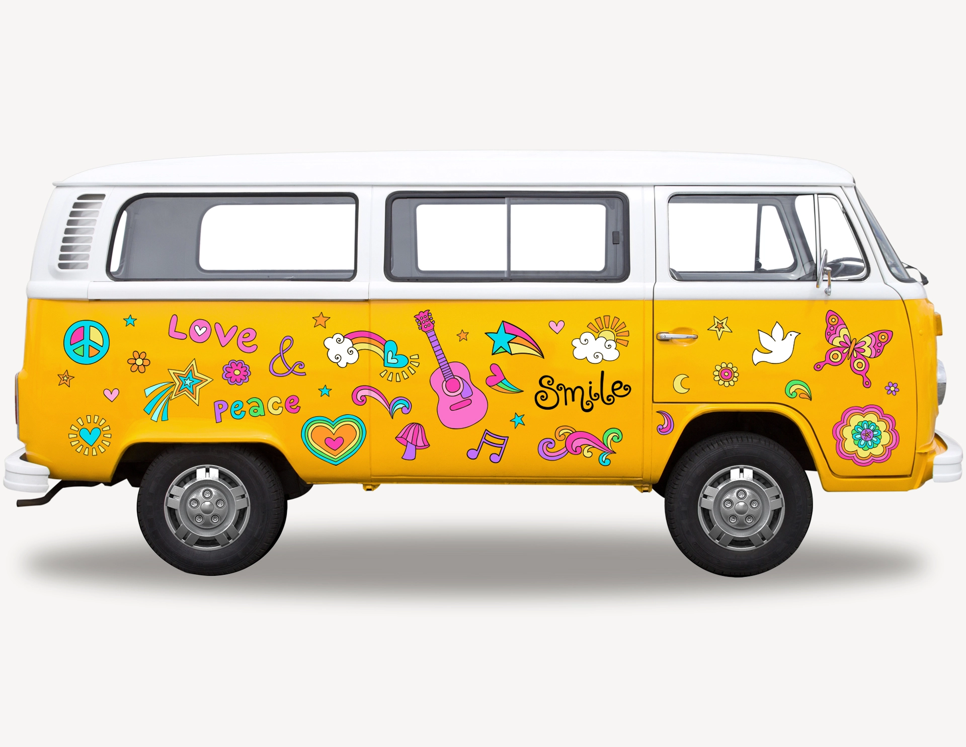 Hippie Blumen Aufkleber 'Flower Power' - 16 Stück Set, Bunt Gemischt, Für Auto, Fenster & Mehr