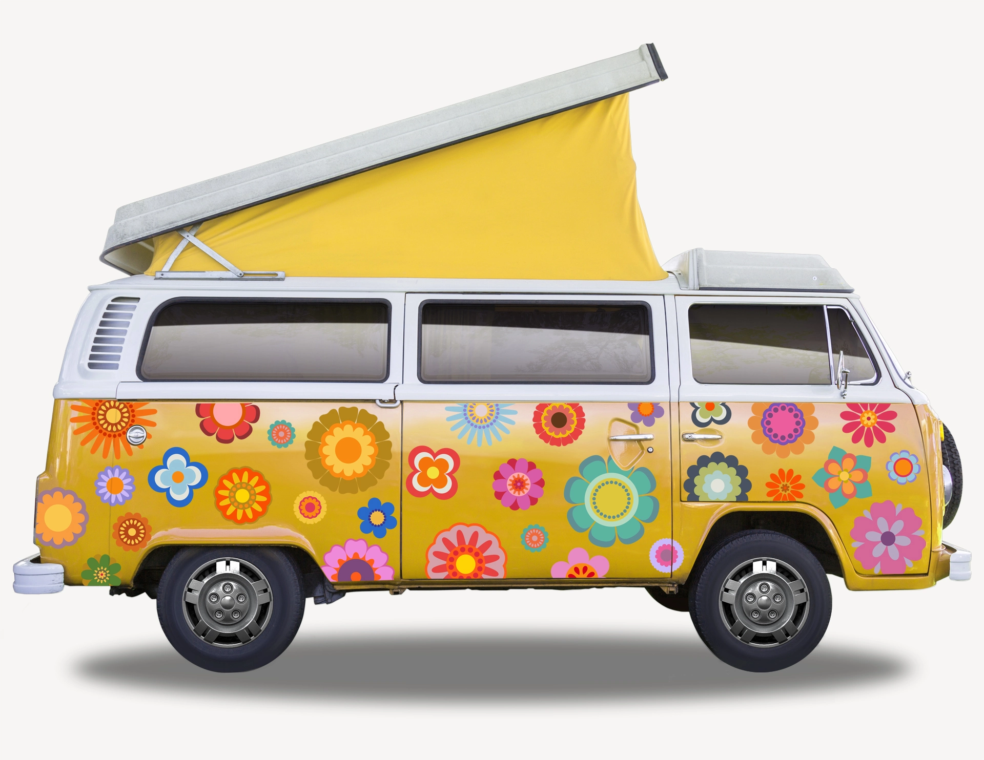 Hippie Blumen Aufkleber Set 40 Stück – Bunt, Wetterfest, Größen 7–30 Cm, Für Auto & Deko