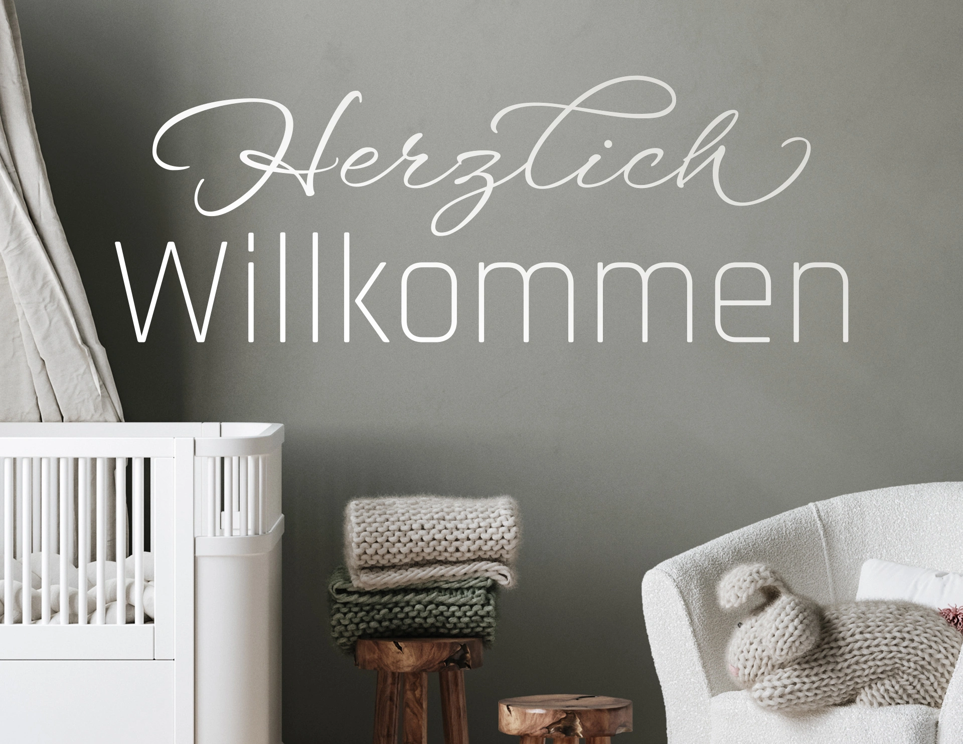 Wandtattoo Herzlich Willkommen – 60x38 Cm, Silber, Selbstklebend, Für Viele Oberflächen