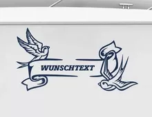 Bootsaufkleber Schwalben mit Banner Bootsaufkleber Schwalben mit Banner