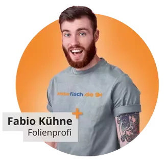 Folienprofi - seitlich lächelnd guckt verblüfft
