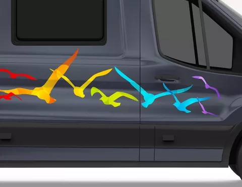 Autoaufkleber Regenbogen Möwen