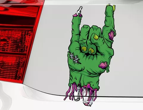Autoaufkleber Zombie Hand Mano Cornuta Autoaufkleber Zombie Hand Mano Cornuta