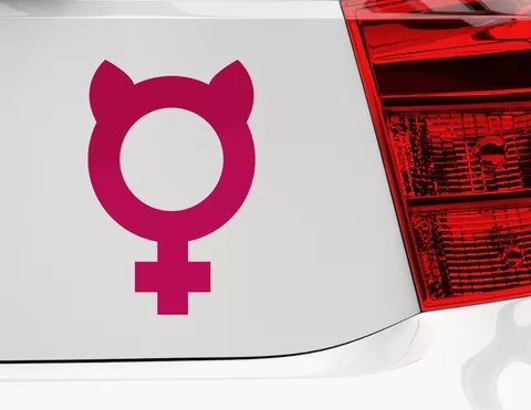 Autoaufkleber Girl Power Symbol lässt die Katze aus dem Tank Autoaufkleber Girl Power Symbol lässt die Katze aus dem Tank