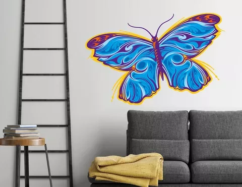 Wandtattoo Tribal-Butterfly in Blue