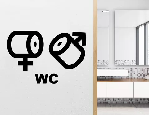 Wandtattoo WC Zeichen Rollenspiel