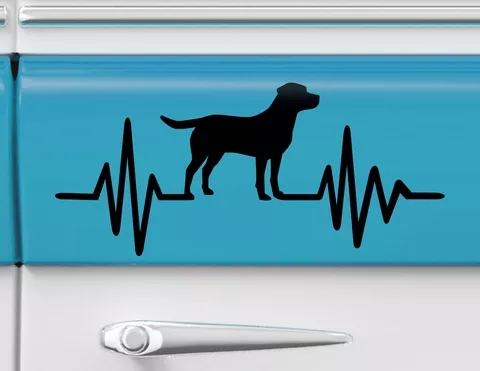 Autoaufkleber Herzschlag mit Hund Autoaufkleber Herzschlag mit Hund