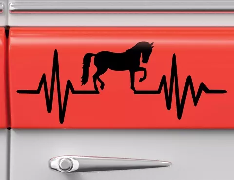 Autoaufkleber Herzschlag mit Pferd Autoaufkleber Herzschlag mit Pferd