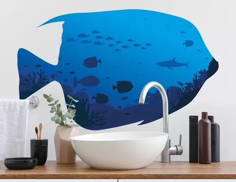Wandtattoo Blauer Kaiserfisch