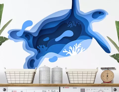 Wandtattoo Blue Turtle Paper-Art