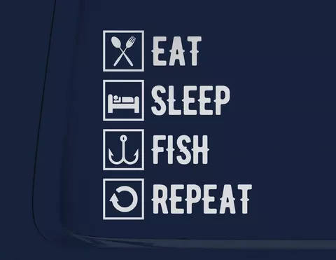Autoaufkleber Eat Sleep Fish Repeat