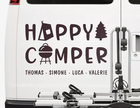 Autoaufkleber Happy Camper Family