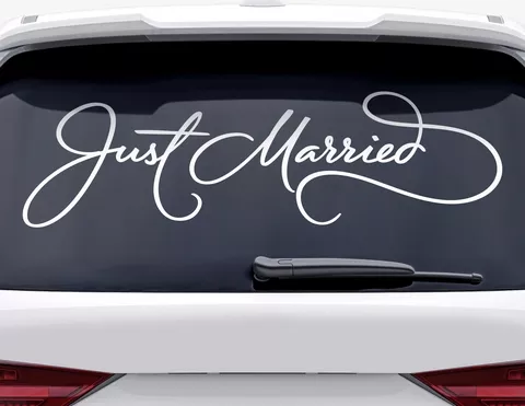 Autoaufkleber Just Married Hand Lettering Autoaufkleber Just Married Hand Lettering