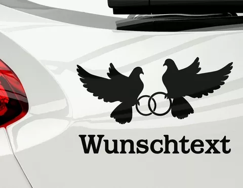 Autoaufkleber Ringel-Hochzeits-Tauben Autoaufkleber Ringel-Hochzeits-Tauben