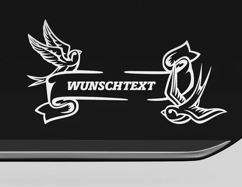 Autoaufkleber Schwalben mit Banner Autoaufkleber Schwalben mit Banner