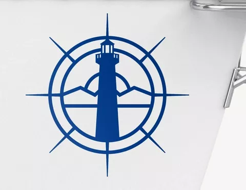 Bootsaufkleber Leuchtturm im Kompass