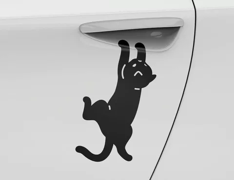 Autoaufkleber Freche Türöffner-Katze Autoaufkleber Freche Türöffner-Katze