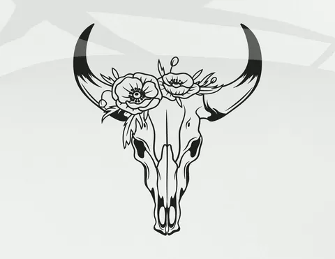 Autoaufkleber Floral Boho Bull Skull  Autoaufkleber Floral Boho Bull Skull