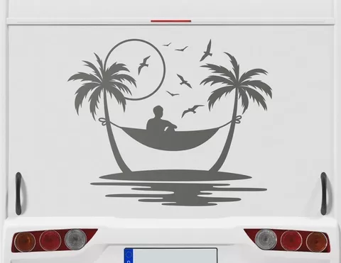 Autoaufkleber Hängematte unter Palmen