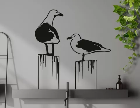 Wandtattoo Möwen auf Buhne