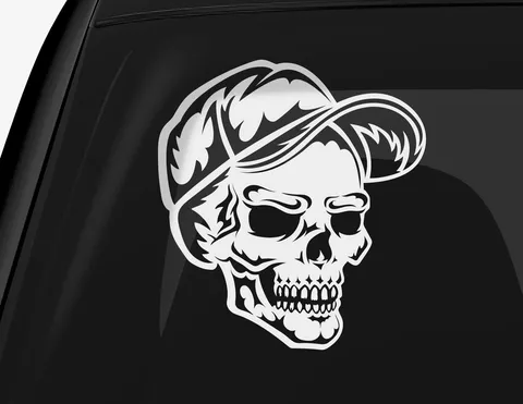 Autoaufkleber Skull with Baseball-Cap Autoaufkleber Skull with Baseball-Cap